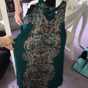 Beautiful sea green print dress, button back